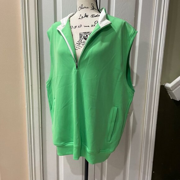 DONALD ROSS VEST PULLOVER PERFORMANCE GREEN LIME 1/4 ZIP UPF50 Sz XL GOLF SPORTY - Picture 14 of 14
